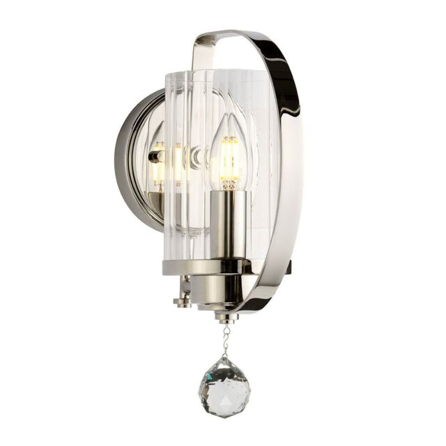 Loops Wall Light Sconce Highly Polished Nickel Finish Plated LED E14 60W Bulb in Metallics - image 1
