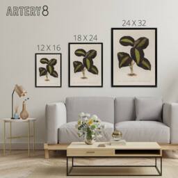 "Artery8 Golden Veined Jewel Orchid Botanical Black Framed Canvas Wall Art in Beige - Size: W18"" x H24""" - thumbnail 4