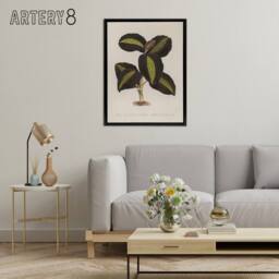 "Artery8 Golden Veined Jewel Orchid Botanical Black Framed Canvas Wall Art in Beige - Size: W18"" x H24""" - thumbnail 3