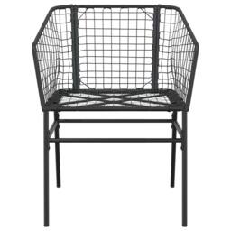 Berkfield Home 3 Piece Garden Dining Set Black Poly Rattan Glass - thumbnail 6