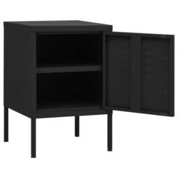 Berkfield Home Nightstand Black 35x35x51 cm Steel - Size: 35 x 35 x 51 cm - thumbnail 4