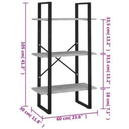 Berkfield Home Storage Shelf Concrete Grey 60x30x105 cm Engineered Wood - Size: 60 x 30 x 105 cm - thumbnail 7