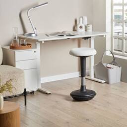 Wyld and Coco Wobble Stool - White Faux Leather Height Adjustable - thumbnail 1