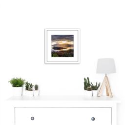 Artery8 Trienke Sunset Loch Linnhe Highland Scotland Photo 8X8 Inch Square Wooden Framed Wall Art Print Picture with Mount in White - thumbnail 2