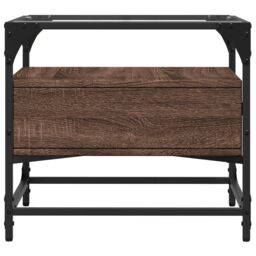 Berkfield Home Coffee Table with Glass Top Brown Oak 50x50x45 cm Steel - Size: 50 x 50 x 45 cm - thumbnail 5