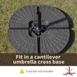 OUTSUNNY 4PCs Cantilever Patio Parasol Cross Base Stand Water & Sand Fillable Weight in Brown - thumbnail 6