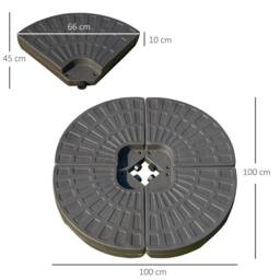 OUTSUNNY 4PCs Cantilever Patio Parasol Cross Base Stand Water & Sand Fillable Weight in Brown - thumbnail 3