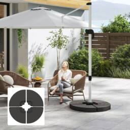 OUTSUNNY 4PCs Cantilever Patio Parasol Cross Base Stand Water & Sand Fillable Weight in Brown - thumbnail 1