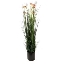 Voltico Artificial Onion Grass in Black Pot - Modern Green Décor in Dark Green - thumbnail 3