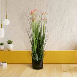 Voltico Artificial Onion Grass in Black Pot - Modern Green Décor in Dark Green - thumbnail 2