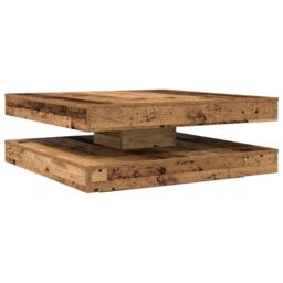 Berkfield Home Coffee Table 360-Degree Rotatable Old Wood 90x90x34.5 cm in Brown - thumbnail 6