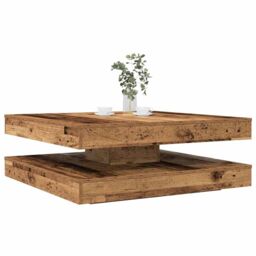 Berkfield Home Coffee Table 360-Degree Rotatable Old Wood 90x90x34.5 cm in Brown - thumbnail 1