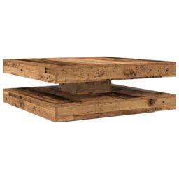 Berkfield Home Coffee Table 360-Degree Rotatable Old Wood 90x90x34.5 cm in Brown - thumbnail 2