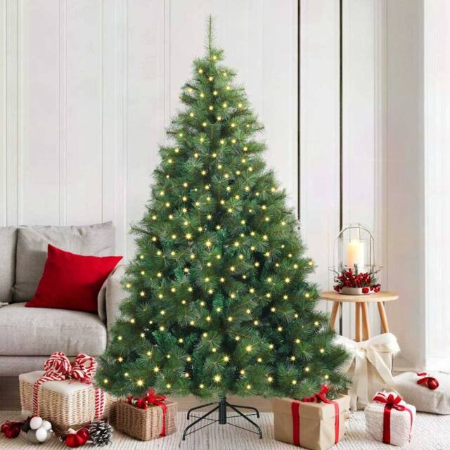 Berkfield Home Artificial Christmas Tree with 300 LEDs Green 180 cm PE & PVC - image 1