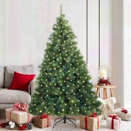Berkfield Home Artificial Christmas Tree with 300 LEDs Green 180 cm PE & PVC - thumbnail 1