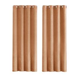 Happy Homewares Modern Textured Linen Fabric Lined Blackout Eyelet Curtains - Pair in Burnt Orange - Size: 117 cm width x 137 cm drop