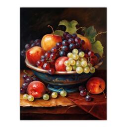 "Artery8 Classical Still Life Fruit Bowl Oil Painting Kitchen Unframed Wall Art Print Poster Home Decor Premium - Size: W12"" x H16""" - thumbnail 1