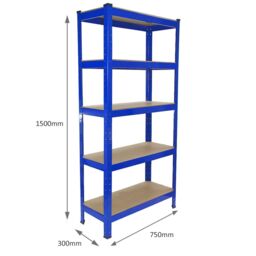 Monstershop Racking Storage Shelving Heavy Duty Garage 5 Tier 75cm Steel Shelves in Blue - thumbnail 6