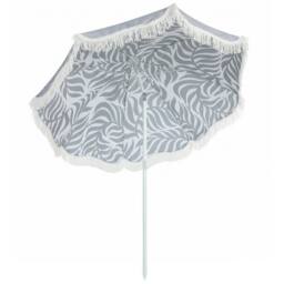 OUTSUNNY 1.8 m Beach Umbrella Parasol with Sand Anchor, 30° Tilt in Light Grey - thumbnail 2