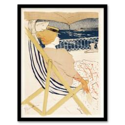 "Artery8 Ocean Cruise Passenger Vintage Framed Wall Art Print Toulouse Lautrec in Beige - Size: W12"" x H16""" - thumbnail 1