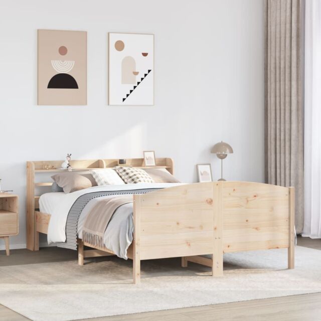 Berkfield Home Bed Frame without Mattress 160x200 cm Solid Wood Pine in Brown - image 1