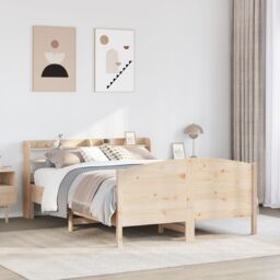Berkfield Home Bed Frame without Mattress 160x200 cm Solid Wood Pine in Brown - thumbnail 1