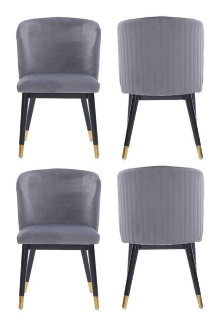Life Interiors Set of 4 Sofina Modern Velvet Dining Chairs, Tufted Back, Wooden Frame in Grey - image 1