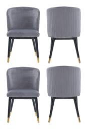 Life Interiors Set of 4 Sofina Modern Velvet Dining Chairs, Tufted Back, Wooden Frame in Grey