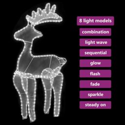 Berkfield Home Reindeer Christmas Decoration with Mesh 306 LEDs 60x24x89cm - Size: 60 x 24 x 89 cm - thumbnail 4