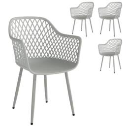 OUTSUNNY Garden Chairs Set of 4, Garden Dining Chairs with Armrests in Grey - thumbnail 2