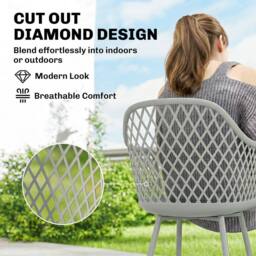 OUTSUNNY Garden Chairs Set of 4, Garden Dining Chairs with Armrests in Grey - thumbnail 5