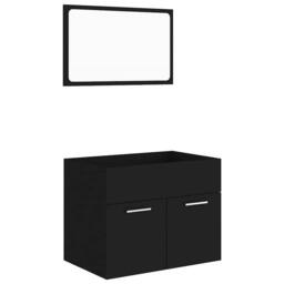 Berkfield Home Durable 2 Piece Bathroom Furniture Set Black Engineered Wood - thumbnail 3