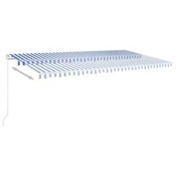 Berkfield Home Manual Retractable Awning with LED 600x350 cm Blue & White - thumbnail 3