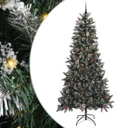 Berkfield Home Artificial Christmas Tree with 300 LEDs Green 96 x 96 x 240 cm - thumbnail 2