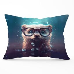 Warren Reed - Designer Ferret Splashart Water Cushions in Blue - Size: 60 cm x 60 cm - thumbnail 1