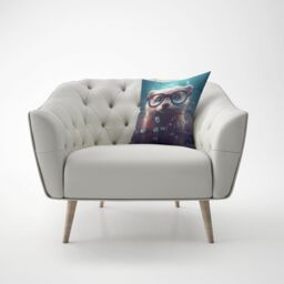 Warren Reed - Designer Ferret Splashart Water Cushions in Blue - Size: 60 cm x 60 cm - thumbnail 4