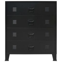 Berkfield Home Chest of Drawers Metal Industrial Style 78x40x93 cm Black - Size: 78 x 40 x 93 cm - thumbnail 3