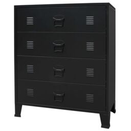 Berkfield Home Chest of Drawers Metal Industrial Style 78x40x93 cm Black - Size: 78 x 40 x 93 cm - thumbnail 2
