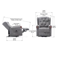More4Homes Harrogate Single Motor Electric Rise Recliner Fabric Lift Riser Chair in Grey - thumbnail 7