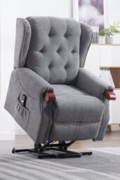 More4Homes Harrogate Single Motor Electric Rise Recliner Fabric Lift Riser Chair in Grey - thumbnail 1