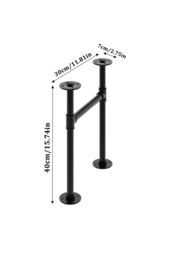 Living and Home 40cm/15.75 inch 2Pcs Black H-shaped Metal Table Legs Furniture Replacement Legs for Coffee Table - thumbnail 4
