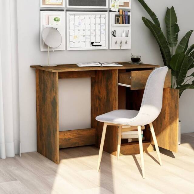 Berkfield Home Modern Desk Smoked Oak 100x50x76 cm Engineered Wood in Brown - Size: 100 x 50 x 76 cm - image 1