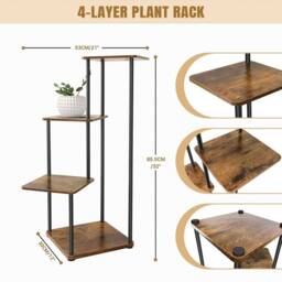 KORVIXA 4 Tier Metal Plant Stand Flower Pot Display Rack in Brown - thumbnail 2