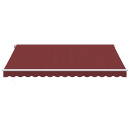 Berkfield Home Manual Retractable Awning with LED Burgundy 400x300 cm in Red - thumbnail 4