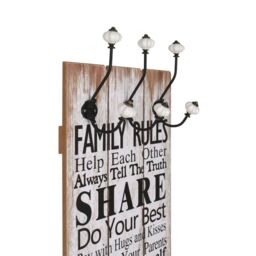 Berkfield Home Wall-mounted Coat Rack with 6 Hooks 120x40 cm FAMILY RULES - thumbnail 3