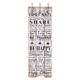 Berkfield Home Wall-mounted Coat Rack with 6 Hooks 120x40 cm FAMILY RULES - thumbnail 2