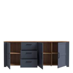 Wyld Haus Bramblecroft Large Navy & Natural Oak Sideboard 3 Door 3 Drawer - thumbnail 3