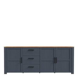 Wyld Haus Bramblecroft Large Navy & Natural Oak Sideboard 3 Door 3 Drawer - thumbnail 4