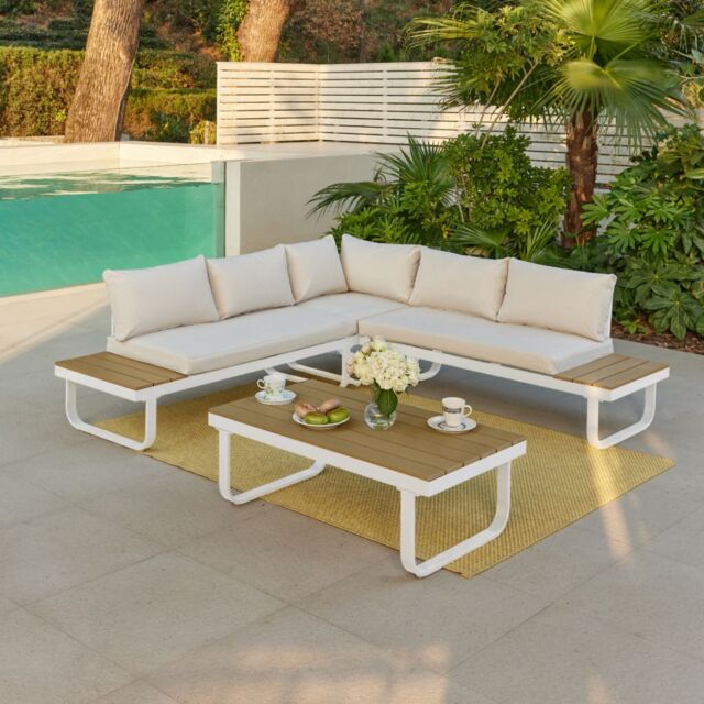 Home Detail Roman Aluminium L-Shape Garden Sofa Set in Grey - image 1