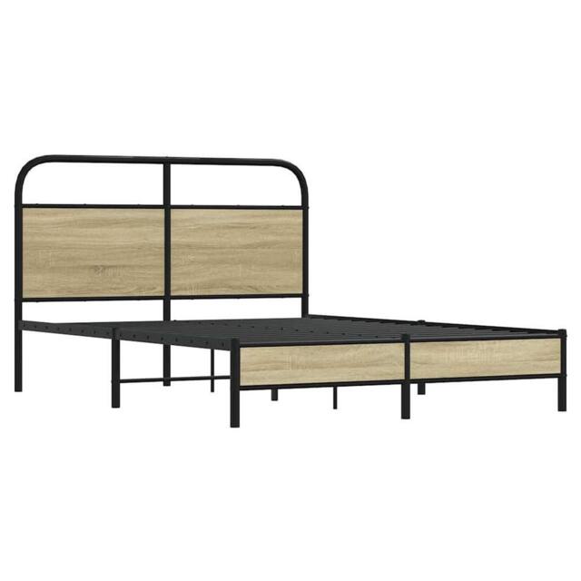Berkfield Home Elegant Bed Frame without Mattress 140x200 cm Sonoma Oak Engineer in Brown - image 1